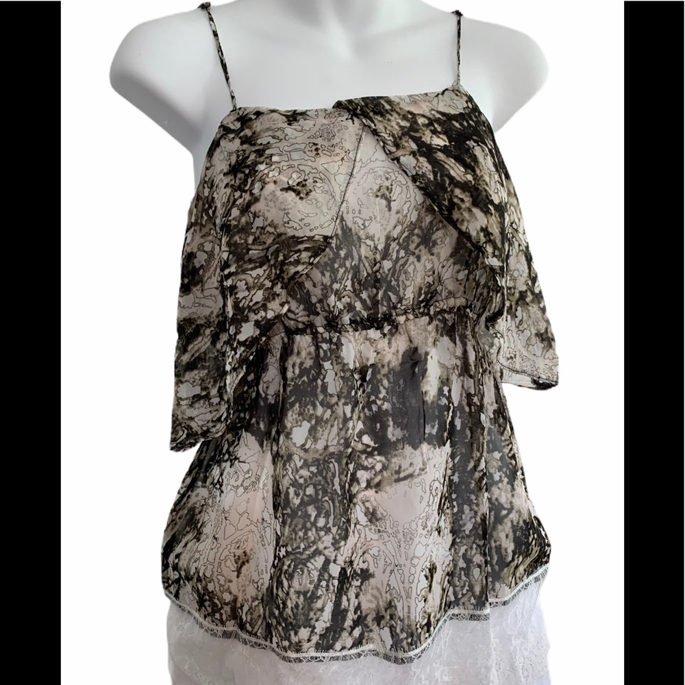 Spicysugar Black & Cream Spaghetti Strap Blouse